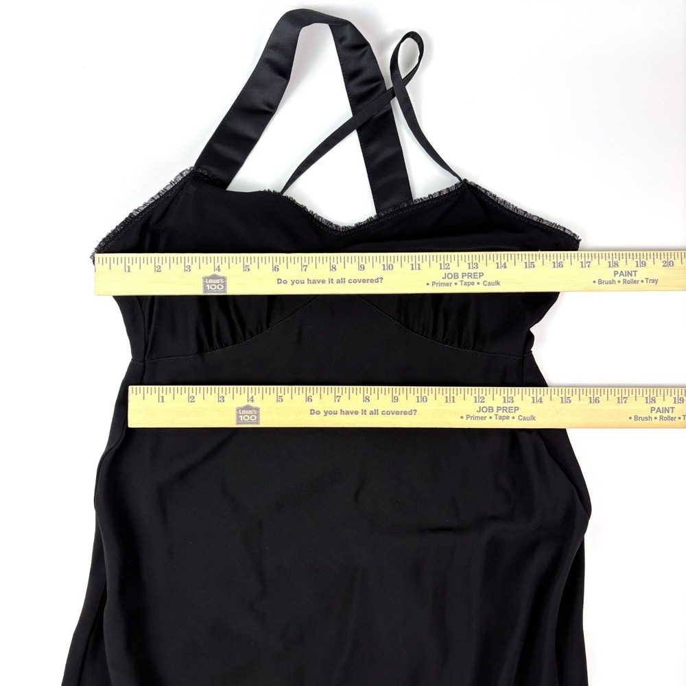 VTG Y2K Benetton Baby Doll‎ Slip Dress Sz S Black Lace Trim Tulip Hem Whimsigoth - Picture 4 of 16